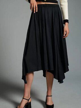 Anthropologie Black Asymmetrical A-Line Skirt